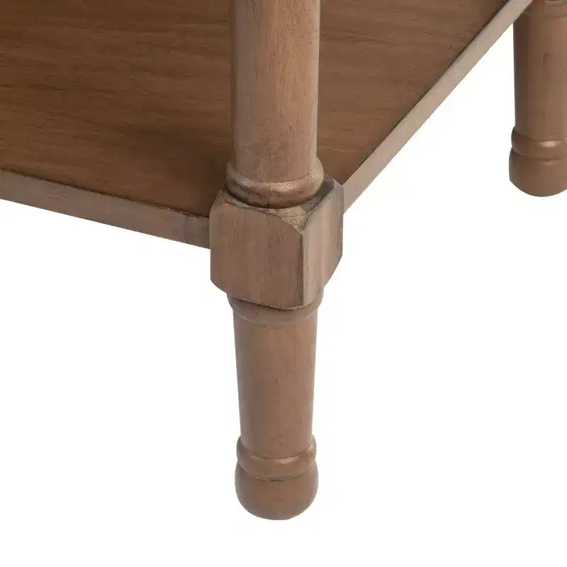 Table d'appoint avec 1 tiroir, motif à chevrons et étagère ouverte, blanc vieilli