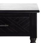 Table d'appoint avec 1 tiroir, motif à chevrons et étagère ouverte, blanc vieilli