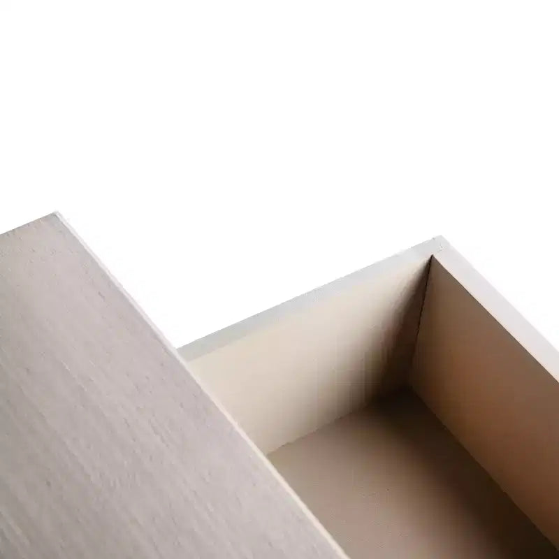 Table d'appoint avec 1 tiroir, motif à chevrons et étagère ouverte, blanc vieilli