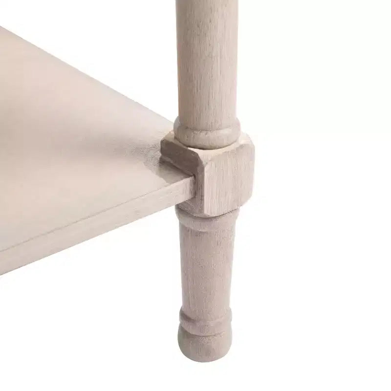 Table d'appoint avec 1 tiroir, motif à chevrons et étagère ouverte, blanc vieilli