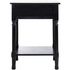 Table d'appoint avec 1 tiroir, motif à chevrons et étagère ouverte, blanc vieilli