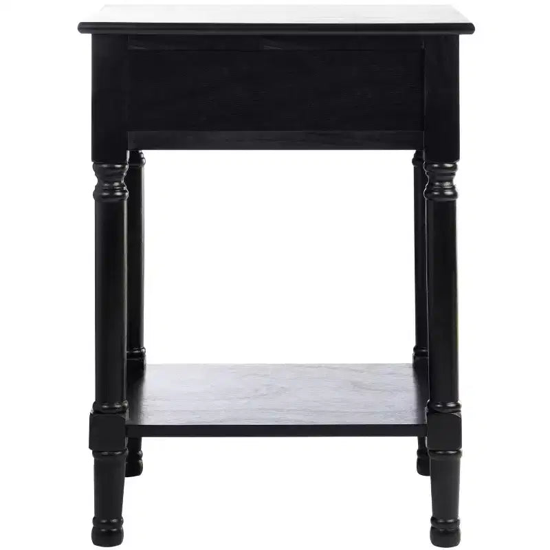 Table d'appoint avec 1 tiroir, motif à chevrons et étagère ouverte, blanc vieilli