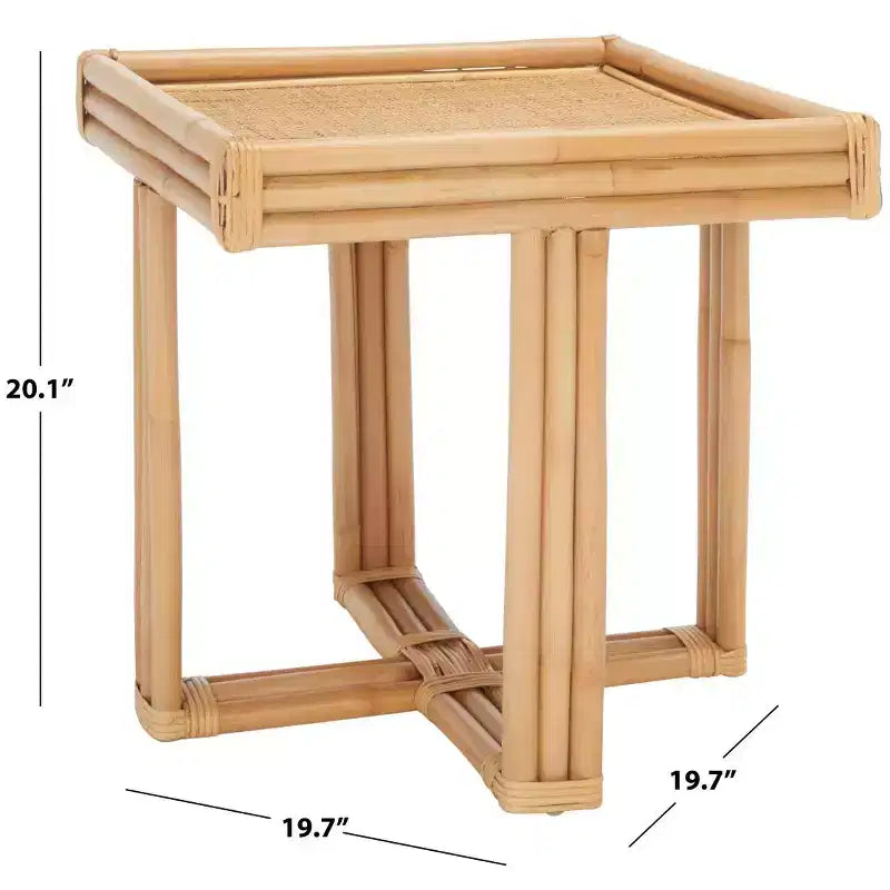 Table d'appoint carrée en rotin, table de bout côtière naturelle avec plateau amovible, aucun assemblage requis