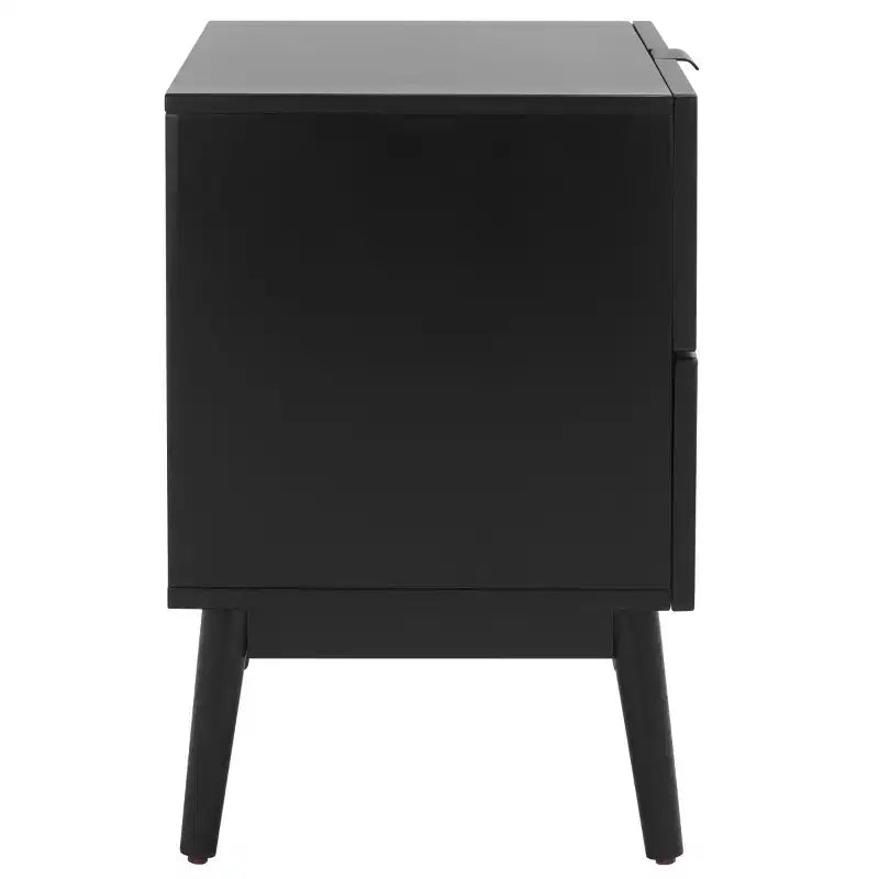 Table de chevet côtière du milieu du siècle avec 2 tiroirs en rotin et pieds évasés
