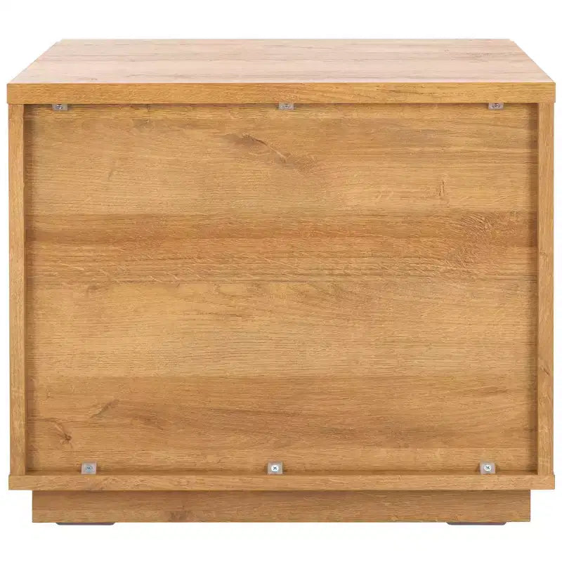 Table de chevet à 2 tiroirs avec détails en bois cannelé et pieds fuselés, finition noyer