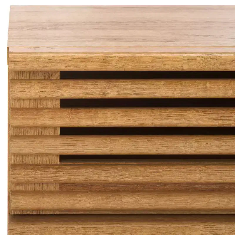 Table de chevet à 2 tiroirs avec détails en bois cannelé et pieds fuselés, finition noyer