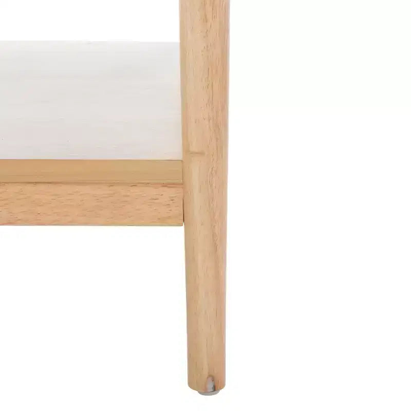 Table de chevet en bois d'hévéa à 1 tiroir avec étagère ouverte, finition blanchie, aucun assemblage requis