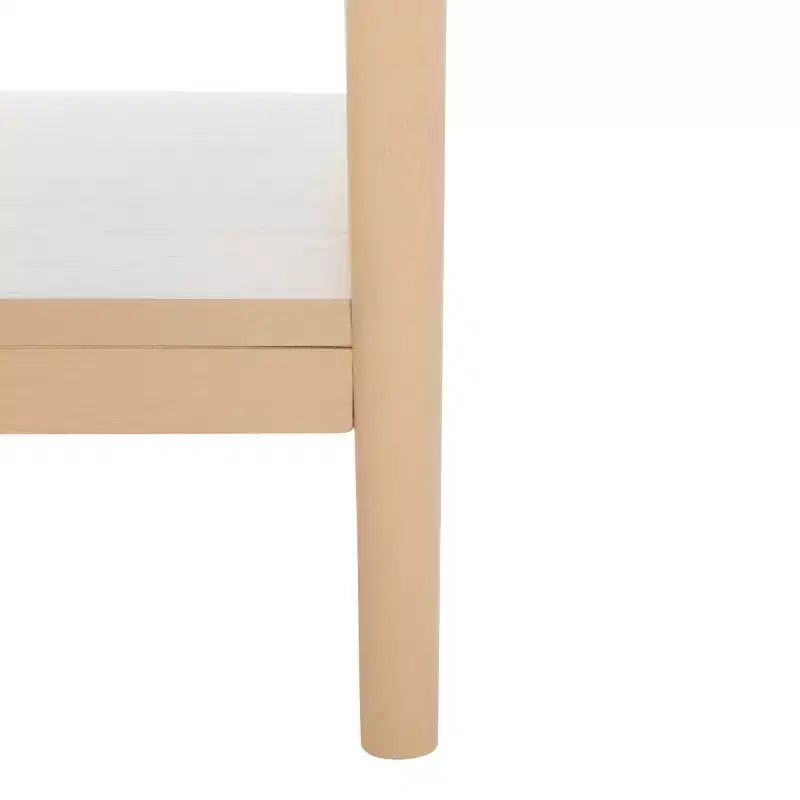 Table de chevet en bois d'hévéa à 1 tiroir avec étagère ouverte, finition blanchie, aucun assemblage requis