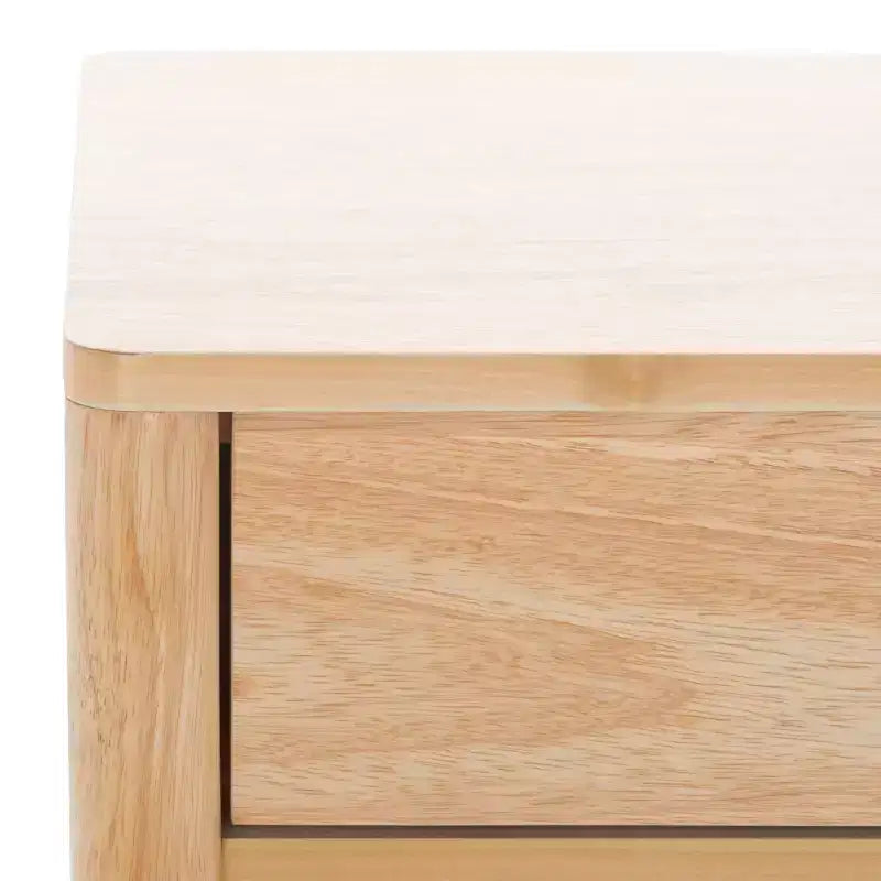 Table de chevet en bois d'hévéa à 1 tiroir avec étagère ouverte, finition blanchie, aucun assemblage requis
