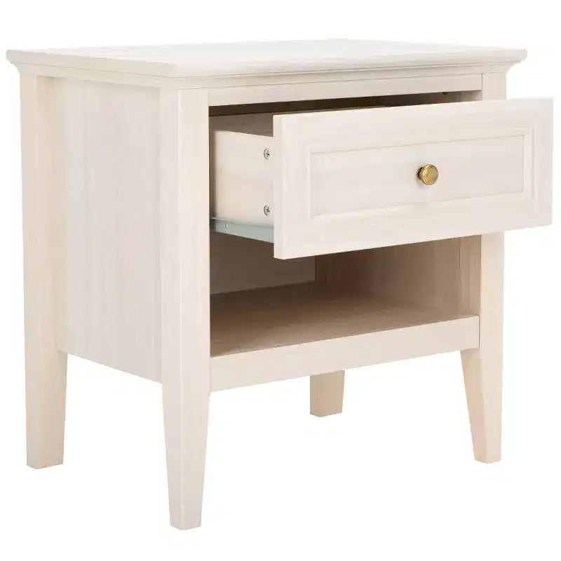 Table de chevet 1 tiroir 1 étagère avec poignées dorées, finition noyer