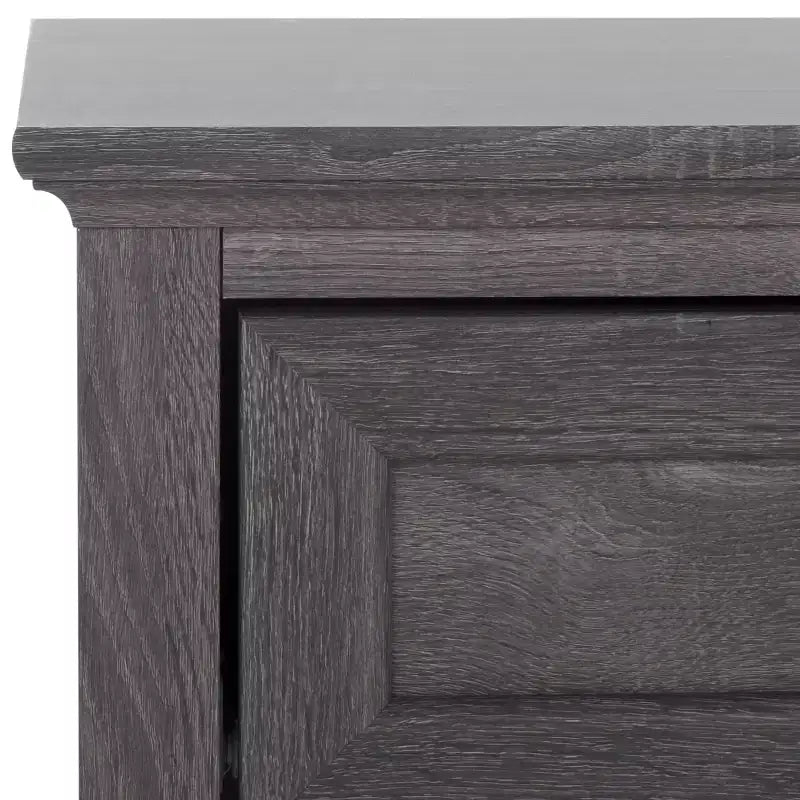 Table de chevet 1 tiroir 1 étagère avec poignées dorées, finition noyer