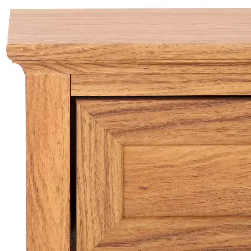 Table de chevet 1 tiroir 1 étagère avec poignées dorées, finition noyer