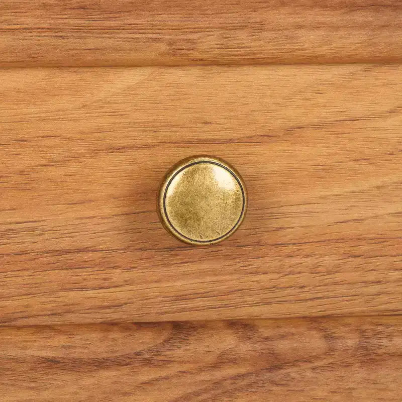Table de chevet 1 tiroir 1 étagère avec poignées dorées, finition noyer