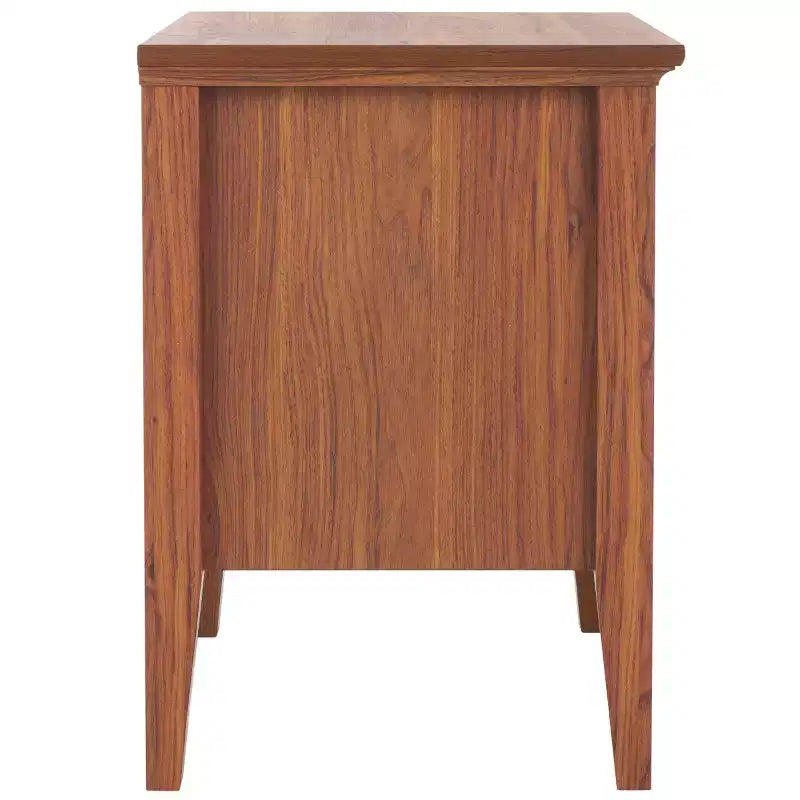 Table de chevet 1 tiroir 1 étagère avec poignées dorées, finition noyer