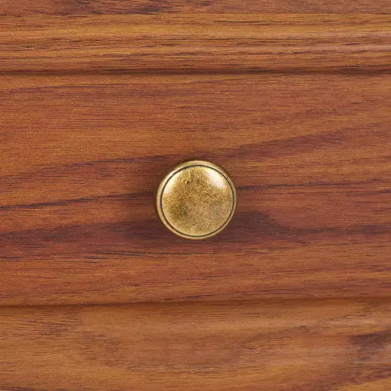 Table de chevet 1 tiroir 1 étagère avec poignées dorées, finition noyer