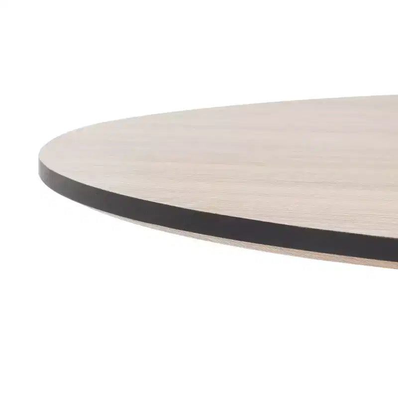 Table de salle à manger bistrot ronde du milieu du siècle, plateau en bois naturel et piètement noir, 2 places