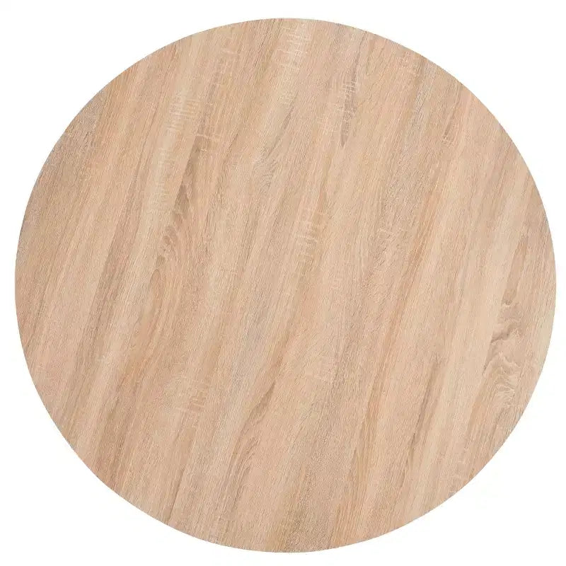 Table de salle à manger bistrot ronde du milieu du siècle, plateau en bois naturel et piètement noir, 2 places