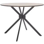 Table de salle à manger bistrot ronde du milieu du siècle, plateau en bois naturel et piètement noir, 2 places