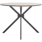 Table de salle à manger bistrot ronde du milieu du siècle, plateau en bois naturel et piètement noir, 2 places