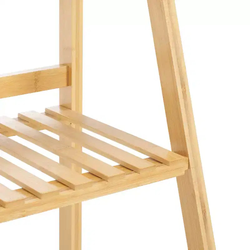 Étagère échelle 4 niveaux en bambou, finition naturelle, étagère de présentation à dos ouvert