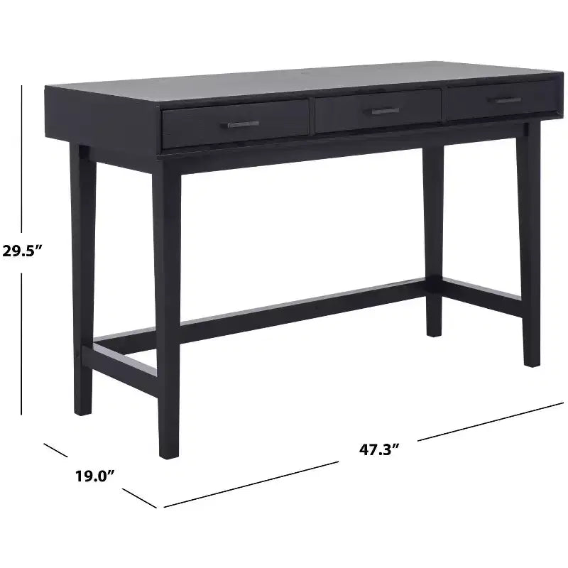 Bureau en bois 3 tiroirs avec grand rangement, finition marron