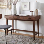 Bureau en bois 3 tiroirs avec grand rangement, finition marron