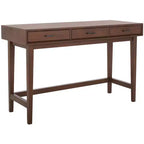 Bureau en bois 3 tiroirs avec grand rangement, finition marron