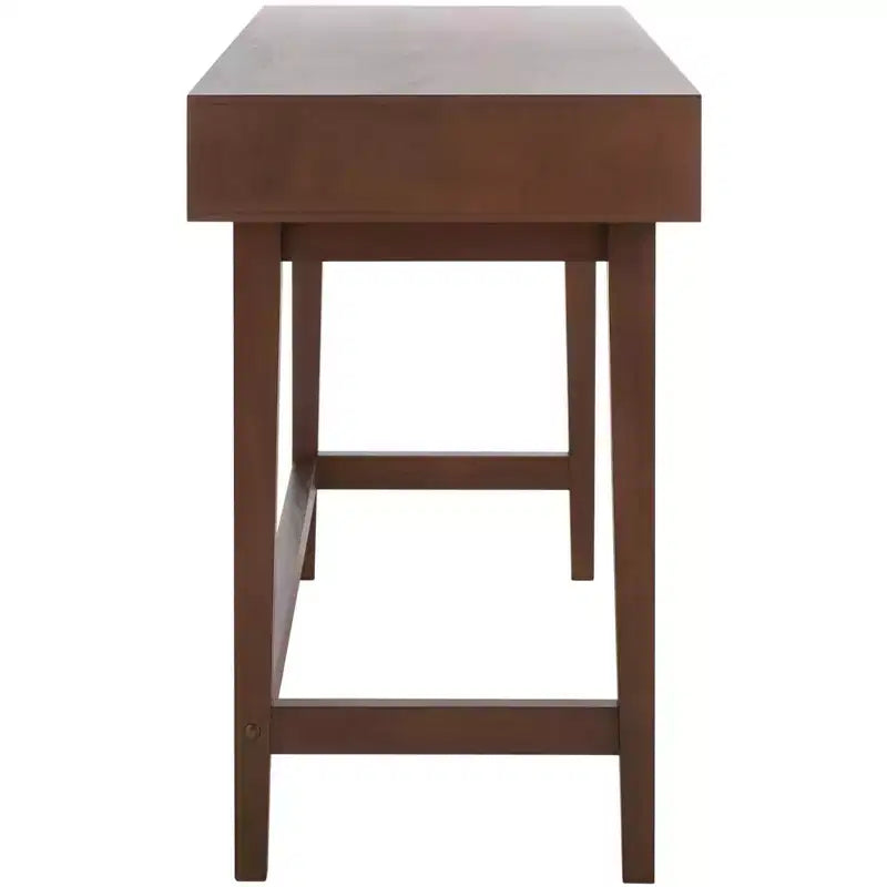 Bureau en bois 3 tiroirs avec grand rangement, finition marron