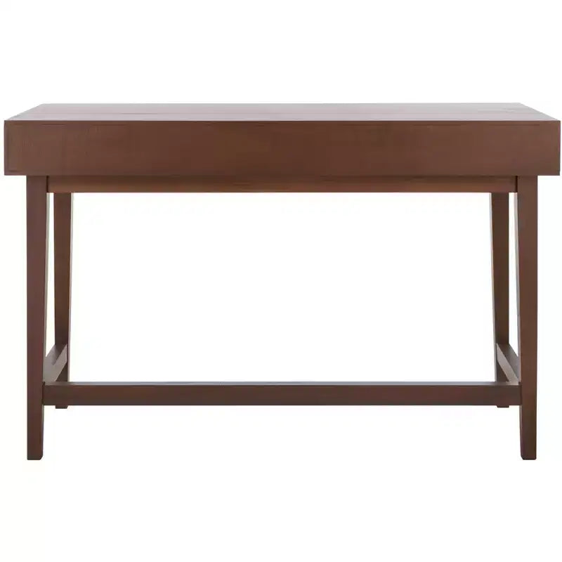 Bureau en bois 3 tiroirs avec grand rangement, finition marron
