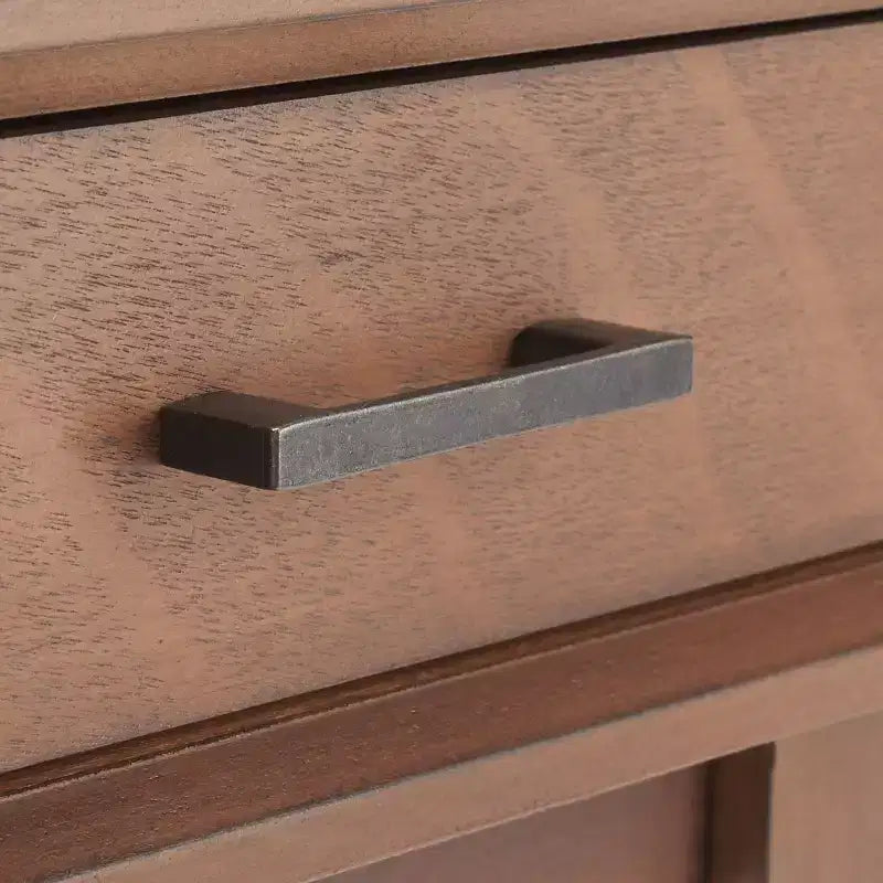 Bureau en bois 3 tiroirs avec grand rangement, finition marron