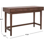 Bureau en bois 3 tiroirs avec grand rangement, finition marron