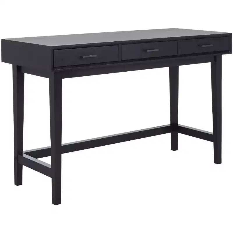 Bureau en bois 3 tiroirs avec grand rangement, finition marron